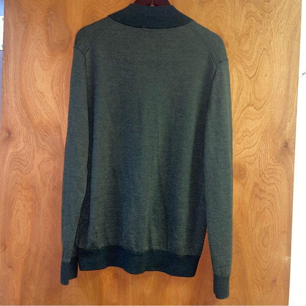 Brooks Brothers Extra Fine 100% Merino Wool 1/4 Zip Sweater Olive Green - Picture 2 of 10